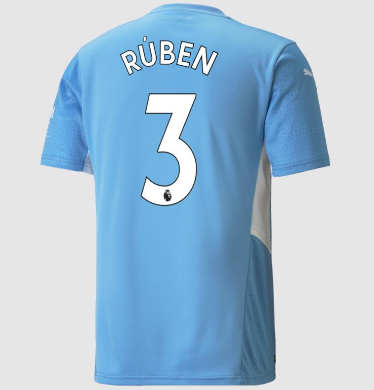 2021/22 Manchester City Home Kit Soccer Jersey with Rúben Dias 3 printing